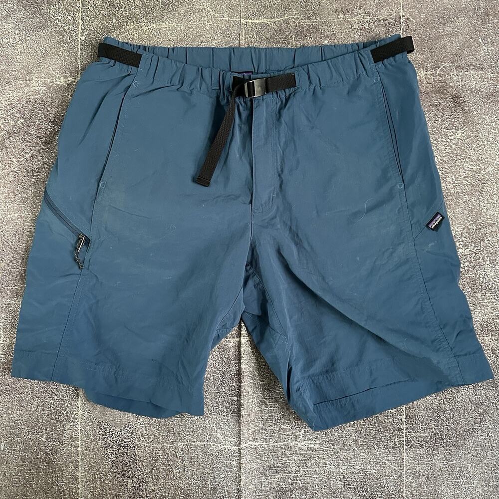 Men's Patagonia Gi III 10" Navy Blue Black Belted Cargo Hiking Board Shorts Sz L